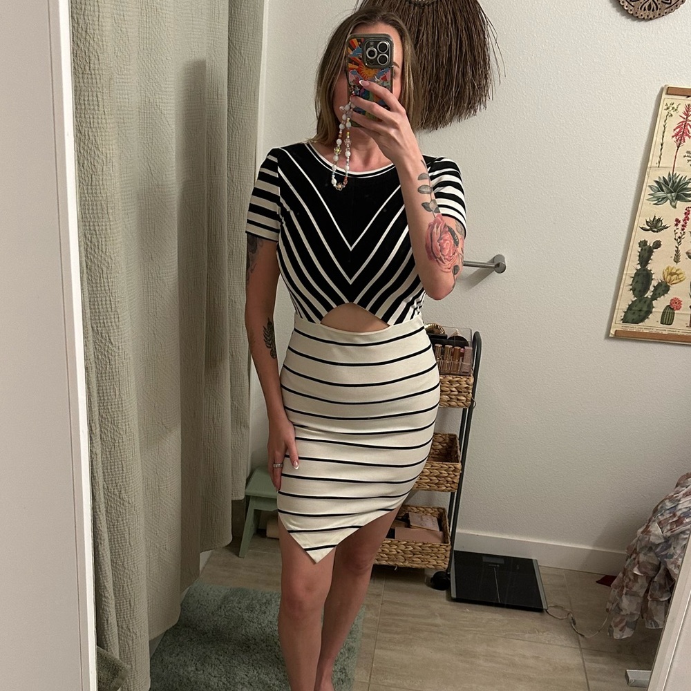 Black and white cocktail dress
